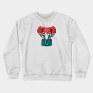 Baby Elephant with Glasses and Luxembourg Flag Crewneck Sweatshirt